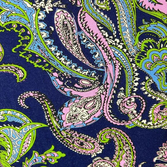 Talbots Navy Multi Paisley Surplice V-Neck SS Fit and Flare Midi Dress Size M - Picture 7 of 11